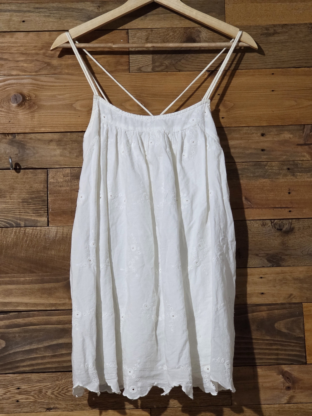 Women’s White Eyelet Sundress with Spaghetti Straps